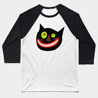 Halloween Crazy Cat Baseball T-Shirt